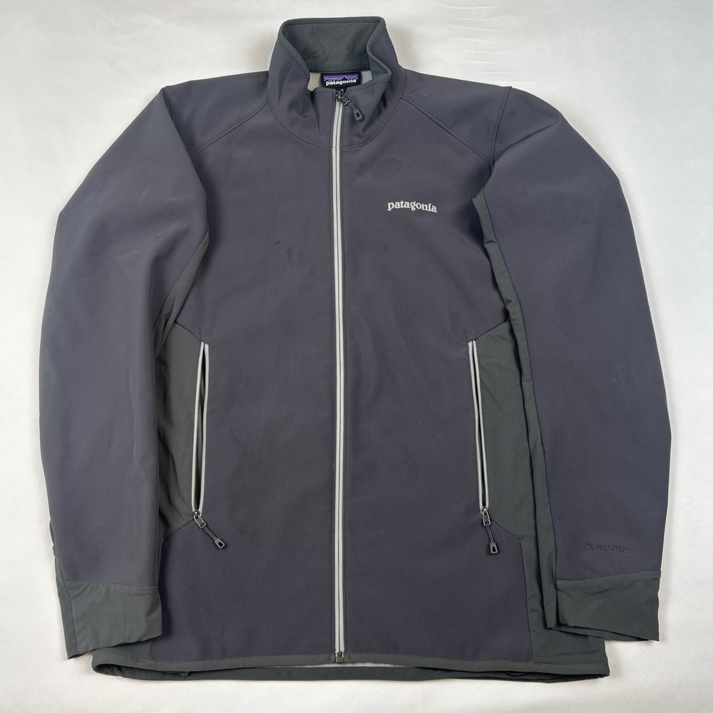 Patagonia Adze Hybrid Jacket Men's M Gray Polartec Polartec Pockets Soft Shell